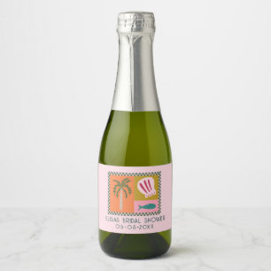 Seaside Soiree Vrijgezellenfeest Modern Schattige Sparkling Wijnetiket