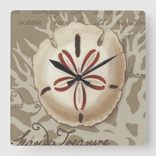 Seaside Sonnet III Vierkante Klok (Voorkant)