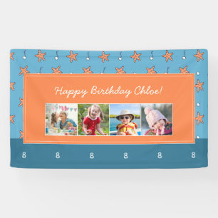 Seaside Stars en Muzieknoten Happy Birthday Foto Spandoek