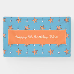 Seaside Stars en Muzieknoten Happy Birthday Spandoek
