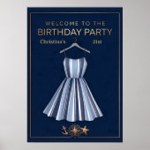 Seaside Stripes Celebration Birthday Poster (Devant)