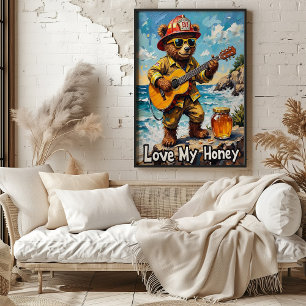 Seaside Strums: Beer's Sweet Melody Poster