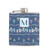 Seaside Town Sail Boats and Bunting Monogram Heupfles (Voorkant)