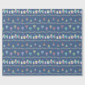 Seaside Town Sail Boats and Bunting Pattern Blue Cadeaupapier (Vlak)