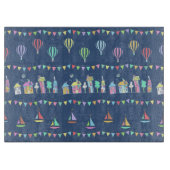 Seaside Town Sail Boats and Bunting Pattern Blue Snijplank (Voorkant)
