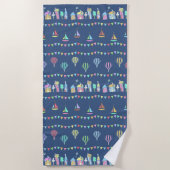 Seaside Town Sail Boats and Bunting Pattern Strandlaken (Voorkant)