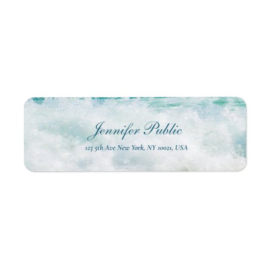 Seaside Waves Artwork Handgeschreven Script Text Etiket (Voorkant)