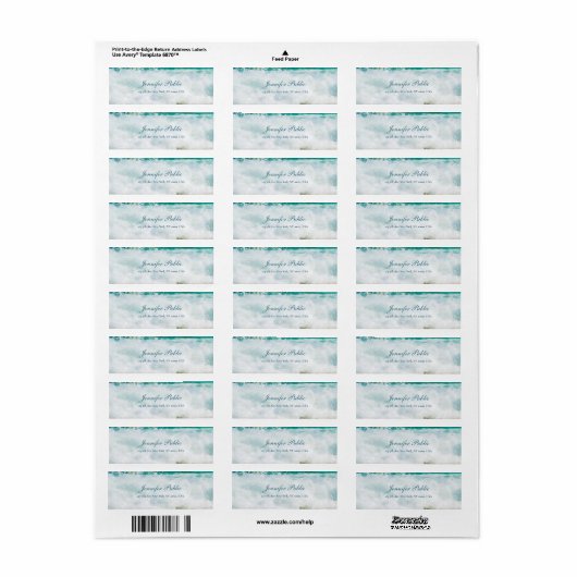Seaside Waves Artwork Handgeschreven Script Text Etiket (Full Sheet)