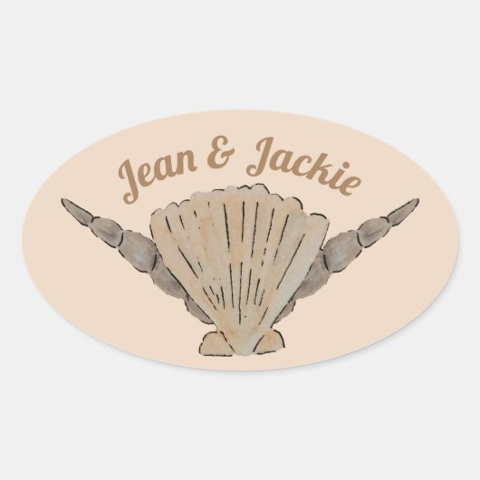Seaside Wedding Arrangement of Shells Ovale Sticker (Voorkant)