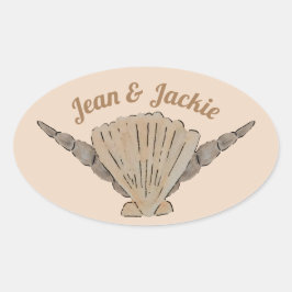 Seaside Wedding Arrangement of Shells Ovale Sticker