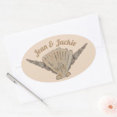 Seaside Wedding Arrangement of Shells Ovale Sticker (Envelop)