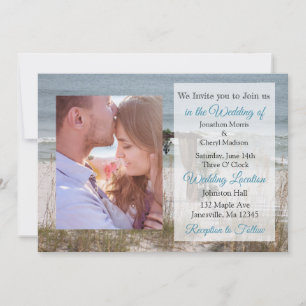 Seaside Wedding Beach Thema foto bruiloft uitnodig Kaart