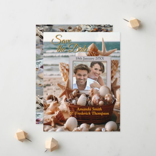 Seaside Wedding Feesten op het strand Aankondiging (Voorkant / Achterkant in situ)
