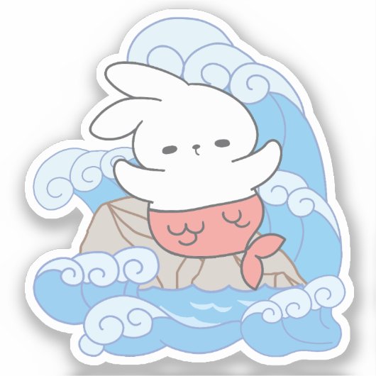 Seaside Whimsy Mer-Bunny Avontuur Sticker (Voorkant)