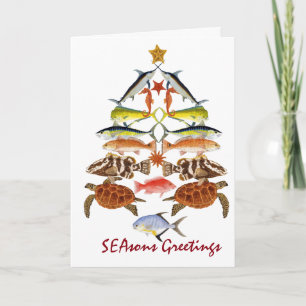 Season Greetings- Ocean fish Christmas Card Feestdagen Kaart