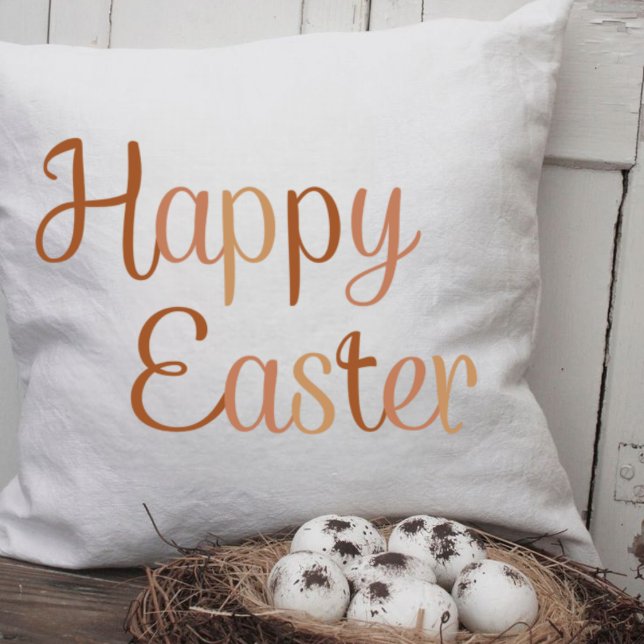 Season of Happy Easter, Cute Brown Lettering  Kussen (Creator heeft geüpload)