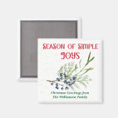 Season of Simple Joys Blue Juniper Christmas Magneet (Voorkant / Achterkant)