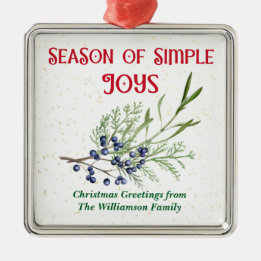 Season of Simple Joys Blue Juniper Christmas Metalen Ornament