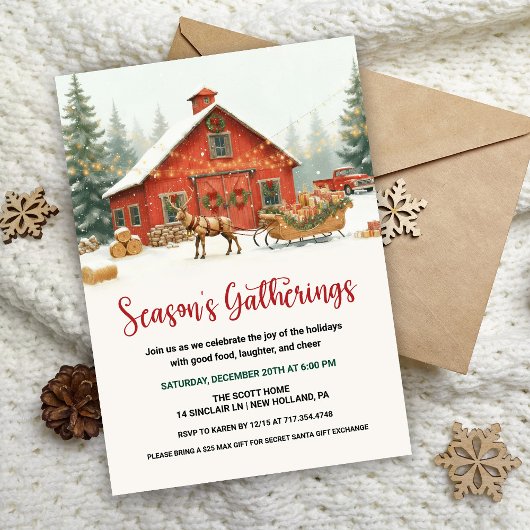 Season’s Gatherings Christmas Party Invitation  Kaart