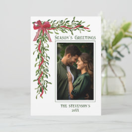 Season’s Greetings Mistletoe Photo Christmas Feestdagenkaart