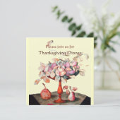 SEASON'S FRUITS 5 Thanksgiving Dinner Party gold Kaart (Staand voorkant)