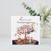 SEASON'S FRUITS 5 Thanksgiving Dinner Party gold Kaart (Staand voorkant)