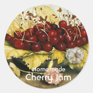 SEASON'S FRUITS CHERRIES , CHERRY JAM Preserve Jar Ronde Sticker