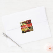SEASON'S FRUITS CHERRIES, CHERRY Preserve, Jam Jar Vierkante Sticker (Envelop)