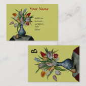 SEASON'S FRUITS - COLORFUL TULIPS MONOGRAM VISITEKAARTJE (Voorkant / Achterkant)