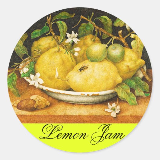 SEASON'S FRUITS LEMON JAM , PRESERVE , CANNING JAR RONDE STICKER (Voorkant)