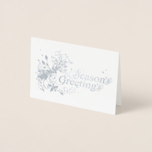 Season's greeting floral graphic art holiday card folie kaarten