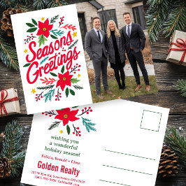 SEASONS GREETINGS Business Christmas CUSTOM PHOTO Briefkaart