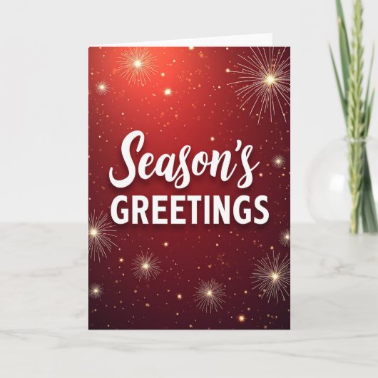 Seasons Greetings Card with Red Sparkle & Firework Kaart (Voorkant)