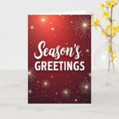 Seasons Greetings Card with Red Sparkle & Firework Kaart (Gele Bloem)