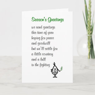 Season's Greetings - een grappig kerstgedicht Feestdagen Kaart