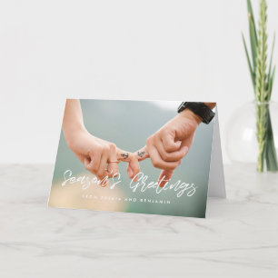 Season's Greetings modern wit lettertype Feestdagen Kaart