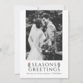 Seasons Greetings Poinsettia Photo Feestdagenkaart (Voorkant)