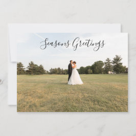 Seasons Greetings Script Photo Card Feestdagenkaart