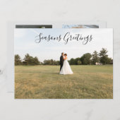 Seasons Greetings Script Photo Card Feestdagenkaart (Voorkant / Achterkant)