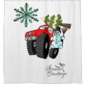 Seasons Greetings Shower Curtain Snowman Douchegordijn (Voorkant)