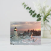 Seasons Greetings Xmas Lighthouse Feestdagenkaart (Staand voorkant)