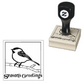 Season's Groeten Chickadee Stamp Rubberstempel (Gestempeld)