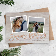 Season's Groeten Rustiek Roos Goud Script Foto