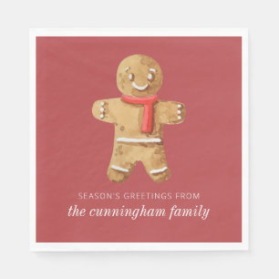 Season's Groeten Waterverf Gingerbread Man Servet