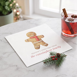 Season's Groeten Waterverf Gingerbread Man Servet