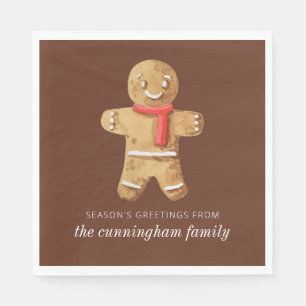 Season's Groeten Waterverf Gingerbread Man Servet