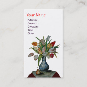 SEASON'S VRUCHTEN - KLORFUL TULIPS MONOGRAM white Visitekaartje