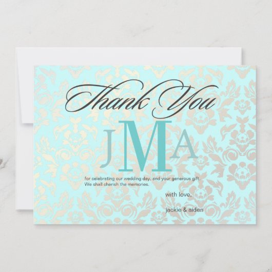 Seaspray + Pearl Damask, Cartes de remerciement, P (Dos)