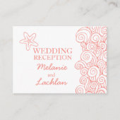 Seastar koraal & witte bruiloft info behuizing kaa informatiekaartje (Voorkant)