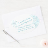 Seastar swirl aqua wit bruiloft snoep stickers (Envelop)
